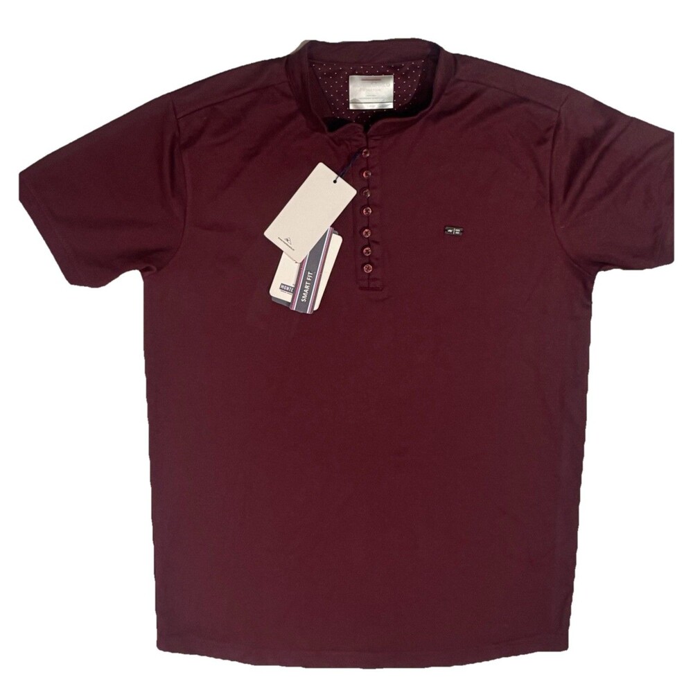 MONTE CARLO Burgundy Short Sleeve Stretch 100% Tencel Polo Shirt LG New